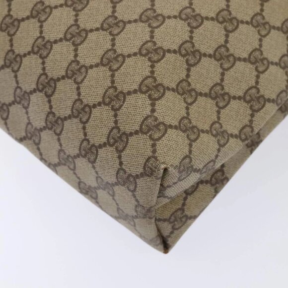 GUCCI GG Supreme Web Sherry Line Tote Bag PVC Leather Beige Auth 89625 - Picture 5 of 16